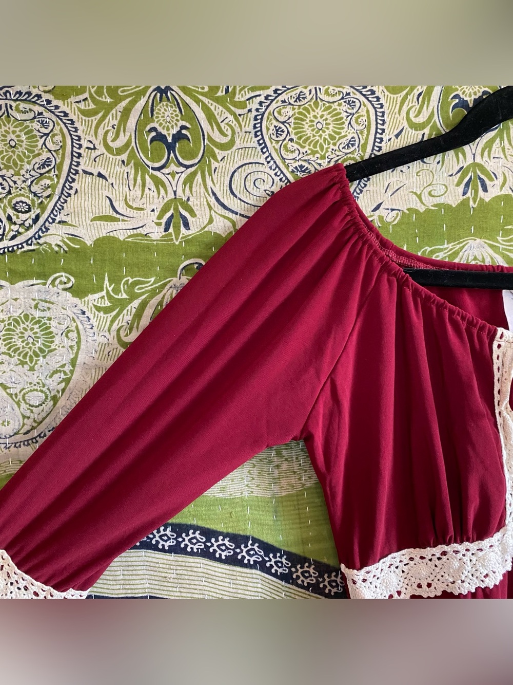 Vintage Y2K Kiwi Maroon Whimsical Renaissance Peasant Fairycore Blouse Medium - Picture 7 of 14